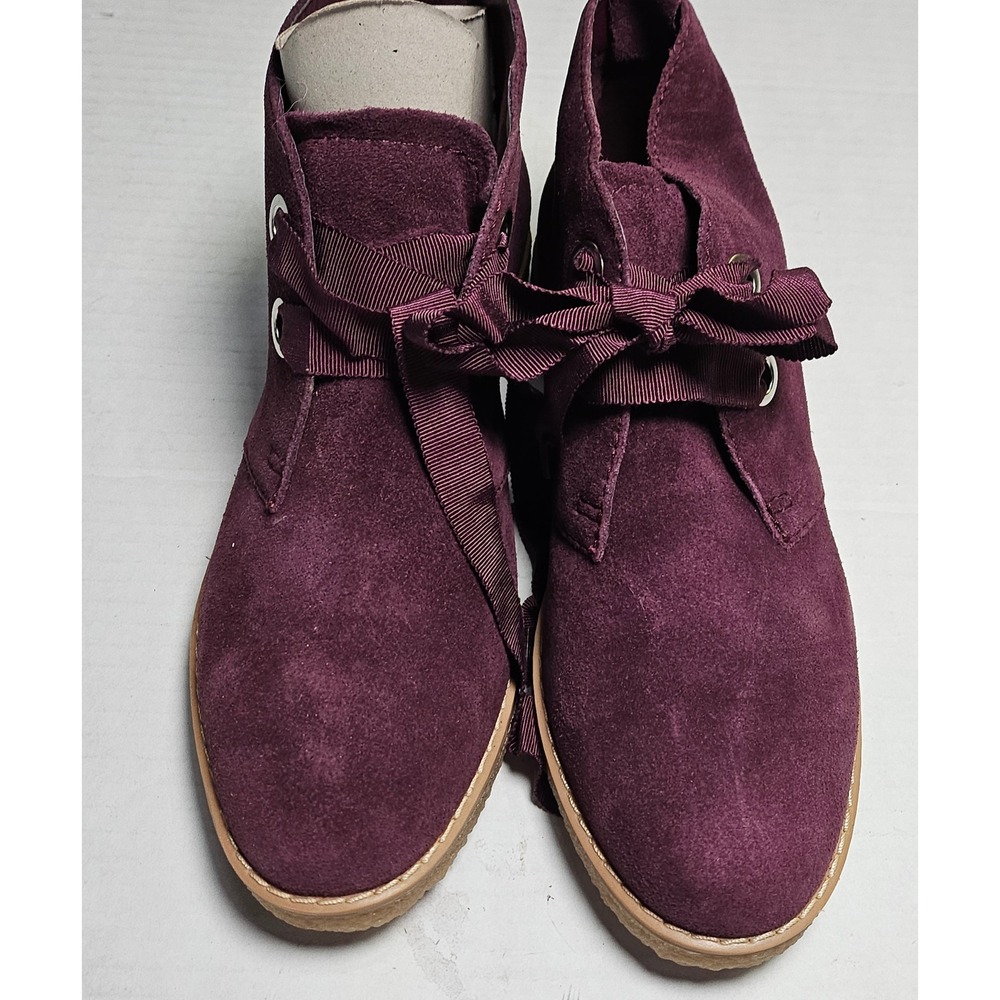 Isaac Mizrahi Live IM ZOE Dark Red Suede Ribbon Lace‎ Desert Boots Womens 5.5M